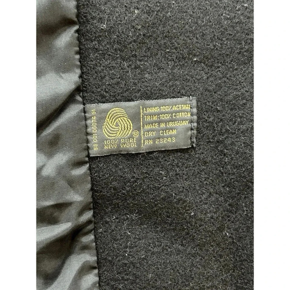 Vintage David Benjamin Collection 100% Wool Peacoat Trench Mob Wife Black 10 - Picture 5 of 8